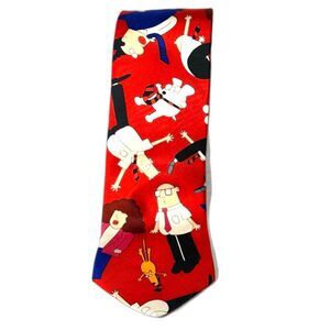 Dilbert Red Cartoon Character Silk Necktie Made in USA 59” long
